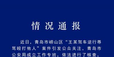 青岛公安通报“王某驾车逆行辱骂殴打他人”案件